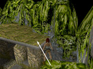 From here, a running jump—or a standing jump from the outer corner—will get Lara on the roof of the building. This is secret #1.