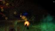 Lara faces off against several of the living dead