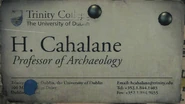 Cahalane's card revealing initial of his first name