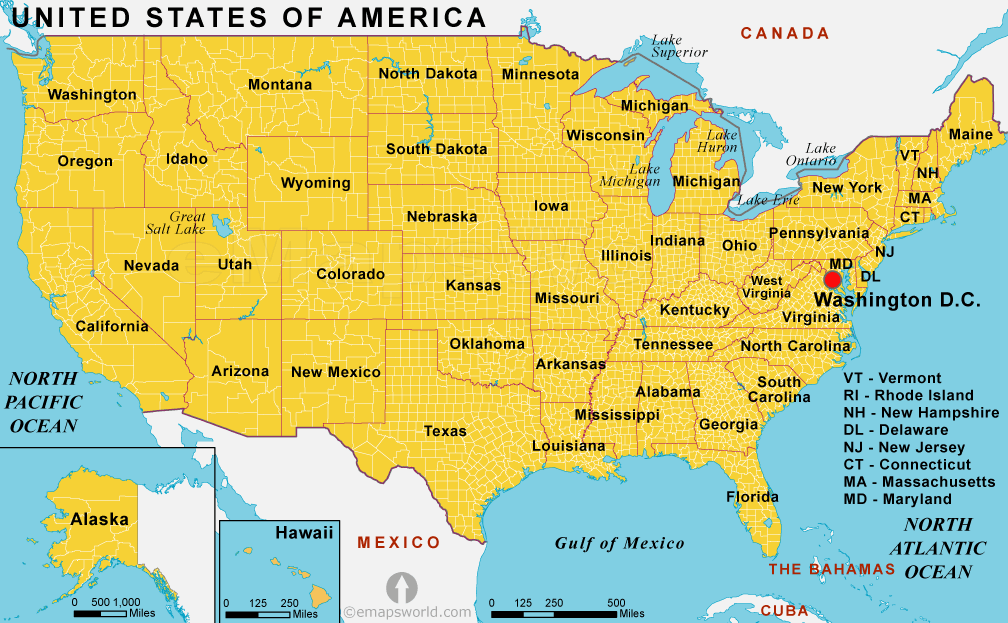 The united states of america карта