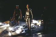 Lara Croft arrives in the Luna Temple with James and Nicholas Petraki