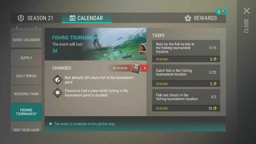 Season 21 Fishing tournament