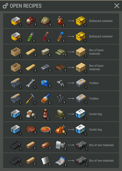 Packing table recipes Season 14.png