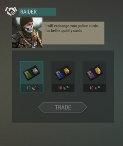 Raider exchange police cards