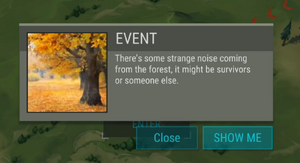 Event pop up - Strange Noise from the Forest