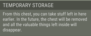 Temporary Storage message