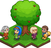 NPCs in front of tree