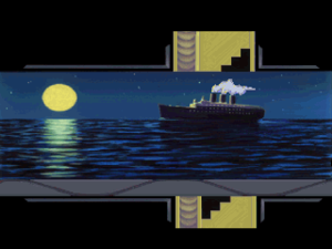 The steamship Andrea Doria sailing across the sea.