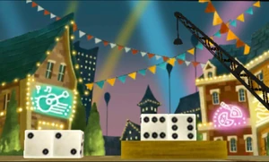 Place the dice at the right of the dais