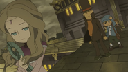 Aurora, Layton, Luke, Emmy und Locklair auf dem Dach des Turmes