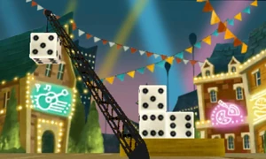 Pick up the last dice and spin it twice