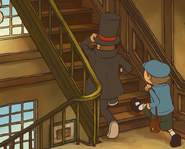 Der Professor und Luke im Treppenhaus