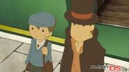 Layton and Luke leaving the train.