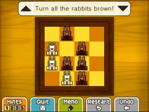 Jump the bottom right rabbit in the second column to the left