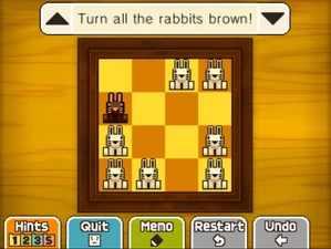 Jump the top left bunny at the third row