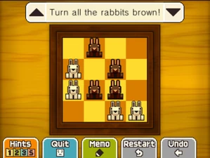 Jump the top rabbit in the fourth column to the left