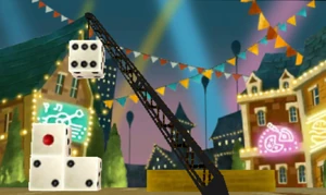 Pick up the top right dice and spin it thrice