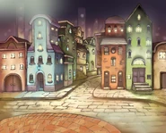 The hotel from outside (orange building on the right side)