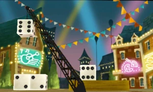 Pick up the top dice and spin it twice