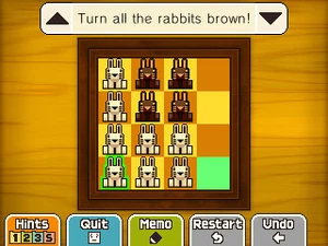 Jump the bottom rabbit in the first column to the right