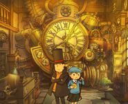 Layton und Luke im Hinterzimmer