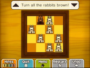 Jump the top left rabbit to the third column right