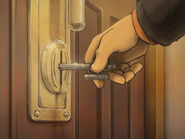Layton schließt die Tür im Rätsel auf
