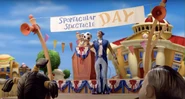 Sportacus onstage, ready to be controlled.