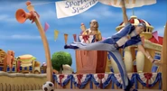 The boots have figured out an alternate career for Sportacus. Instead of being a superhero... he can be a figure skater!