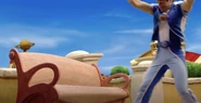 Sportacus is escorted...