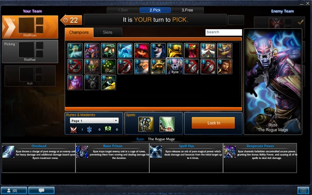 Champion selection in Draft Pick