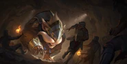 Blocking Badgerbear "Legends of Runeterra" Illustration 1 (by Riot Contracted Artists [[Kudos Productions])