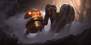 Golden Crushbot "Legends of Runeterra" Illustration (by Riot Contracted Artists Dao Trong Le)