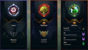  League of Legends champion mastery scores for İLLAOİ  BABA (TR)