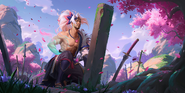 Spirit Blossom Yasuo "Legends of Runeterra" Illustration 1 (by Riot Contracted Artists Kudos Productions)