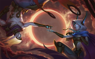 Rakan Xayah Kosmische Splash Konzept.jpg (188 KB) Kosmisches Sonnenfeuer Rakan & Kosmischer Nachtschatten Xayah Splash Konzept (vom Riot-Künstler Kelly Aleshire)