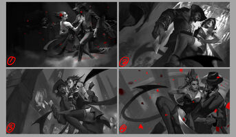 Tango-Evelynn & Twisted Fate Splash Update Konzept 1 (vom Riot-Künstler Bo Chen)