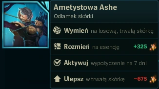 Wybór losu odłamka skórki Bohatera