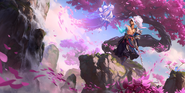 Spirit Blossom Yasuo "Legends of Runeterra" Illustration 2 (by Riot Contracted Artists Kudos Productions)