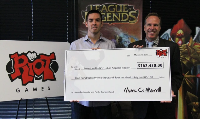 Marc Merril (on the left) and the American Red Cross president (on the right).