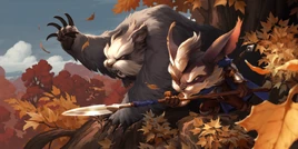 A Yordle beastmasters and his loyal Badgerbear companion.