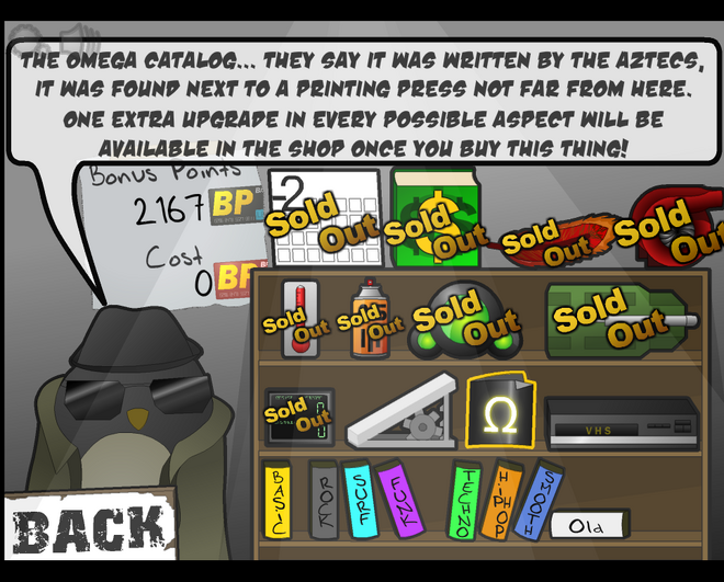 The Omega Catalog as seen in the Bonus Shop.