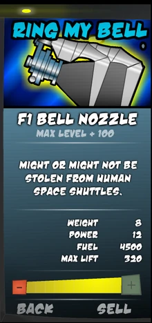 The sidebar for the F1 Bell Nozzle.