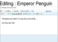 Dodo typing false information on: Emperor Penguin on the Wikipedia