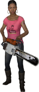 Rochelle with a Chainsaw.