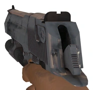 Rochelle empuñando la Magnum