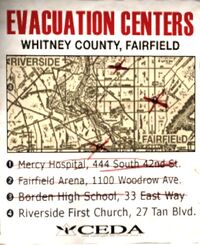 Sign evacuation notice centers