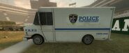 Fort Harris County Police van at the stadium, an edited version of the game's delivery van.