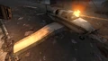 The crashed plane in the beginning of the level.