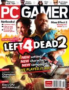 Coach and Rochelle on the magazine cover of PC Gamer August 2009.